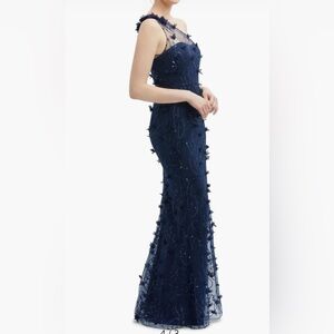 Dessy Collection Floral Applique One Shoulder Gown, Size 8